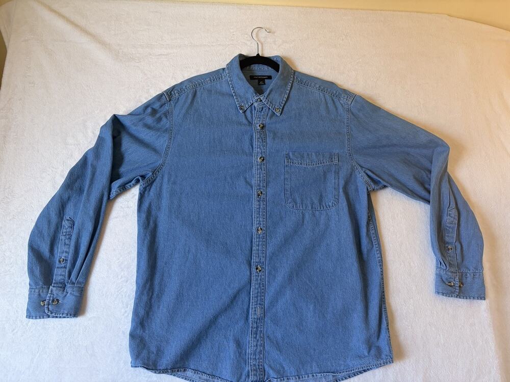 Port Authority Mens Long Sleeve Button Shirt Down Denim